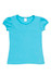 A light blue short puff sleeve T-shirt with a round neckline, featuring a label and no visible logos.