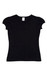 A black short puff sleeve t-shirt with a fitted silhouette and a label inside the neckline.