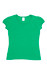 A green short puff sleeve t-shirt with a round neckline and a plain design, featuring a tag inside.
