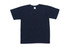 A navy blue kids' bamboo cotton T-shirt with short sleeves and a crew neckline. It features a label inside.