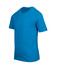 A blue crew neck T-shirt for kids, featuring short sleeves and a plain design. It has a logo on the label.