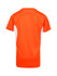An orange kids' T-shirt featuring white side panels and a branding logo. The back shows a smooth, athletic design.