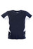 A navy blue and white Kids Accelerator Cool-Dry T-shirt with a simple design and a logo.