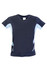 A navy blue and light blue kids' T-shirt featuring a logo, designed for cool-dry comfort.