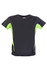 A black and neon green Kids Accelerator Cool-Dry T-shirt featuring short sleeves and a branded logo.