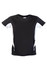 A black and white kids' T-shirt featuring a sleek design and a logo. Ideal for active wear.