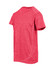 A red polyester T-shirt for kids with a textured finish and short sleeves, featuring a logo.