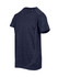 A navy blue kid's T-shirt made of 100% polyester, featuring short sleeves and a logo on the front.