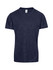 A navy blue Kid's Challenger 100% polyester T-shirt with short sleeves and a logo.