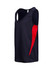 A navy and red kids' singlet featuring a one-sided colour design and a logo on the label.