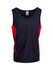 A navy and red kids' singlet with a logo, made from cool-dry fabric. Perfect for active wear.