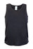 A black kids' singlet featuring a sleeveless design and a logo on the label.