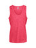 A bright pink polyester singlet with a scooped neckline and a fitted design. It features a logo on the label.