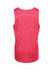 A back view of a kids' singlet in vibrant pink, featuring a logo and made from 100% polyester.