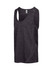 A black polyester singlet featuring a logo and a stylish design. Suitable for activewear.