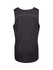 A black 100% polyester singlet for kids, featuring a smooth back design and a logo.