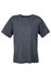 A grey heather kids' t-shirt with short sleeves, featuring a simple design and a logo.