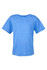 A blue heathered children's t-shirt with short sleeves and a classic fit. It includes a logo.