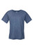 A navy blue heather t-shirt with short sleeves and a round neckline, featuring a logo.