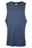 A sleeveless tank top in a dark navy blue, featuring a branding logo on the front.