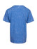 A blue stone wash T-shirt with a casual design and short sleeves, featuring a branding logo on the back.