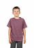 A kid's stone wash T-shirt in a muted purple colour, featuring a casual fit and short sleeves.