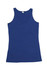 A blue women's singlet featuring a scoop neckline and a simple design. The garment has a branded label.