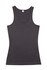 A black women's American style singlet with a scoop neckline and no sleeves, featuring a tag at the neck.
