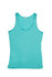 A women's American style singlet in a vibrant turquoise colour, featuring a simple design and a logo.