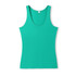 A teal women's singlet with a scoop neck and no sleeves. The product features a branding logo.