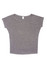 A grey women's bat wing T-shirt with a relaxed fit and short sleeves. It features a logo on the label.
