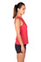 A sleeveless women's tee in a vibrant red heather design, featuring a sporty cut and fitted style.