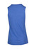 A sleeveless women's tee in a heather blue shade, featuring a soft fabric and a fitted silhouette.