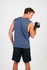 A sleeveless blue men's tee from the Greatness Range, featuring a simple design and a logo.