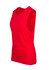 A red women's combed cotton tank top displayed from the side, featuring a rounded neckline and sleeveless design.