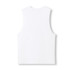 A white men's/unisex combed cotton tank top featuring a plain back and a small logo.