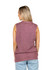 A relaxed women's stone-washed tank in muted purple, featuring a sleeveless design and a logo on the back.