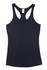 A black Kids Tback Singlet featuring a racerback design and a plain finish. Includes a logo on the label.