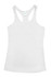 A white kids' T-back singlet featuring a racerback design and a logo at the tag area.