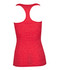 A red athletic T-back singlet featuring a standard back design and a logo.