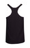 A black athletic T-back singlet featuring a racerback design and a logo on the back.