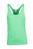 A light green athletic singlet with a T-back design and a logo on the label.