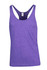 A purple athletic T-back singlet with a scoop neck and a simple design. It features a logo on the label.