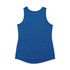 A blue women's singlet made from 100% polyester, featuring a plain back and a rounded hemline.