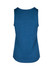 A blue women's singlet with a smooth texture and a round neckline, featuring a logo on the back.