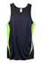 A black singlet with green accents, made of cool dry fabric, featuring a logo on the front.