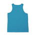 A turquoise men's singlet made from 100% polyester, featuring a simple design and a logo.