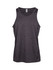 A grey singlet made from 100% polyester, featuring a logo and a sporty design.