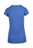 A blue athletic t-shirt featuring short sleeves and a fitted design, with a logo on the back.