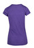 A purple women's athletic T-shirt with a fitted design and short sleeves, featuring a logo on the back.